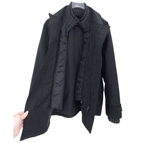 Zara Man Classic Sport Black Double Breasted Peacoat Zip Out Liner Coat Jacket L - Picture 7 of 12